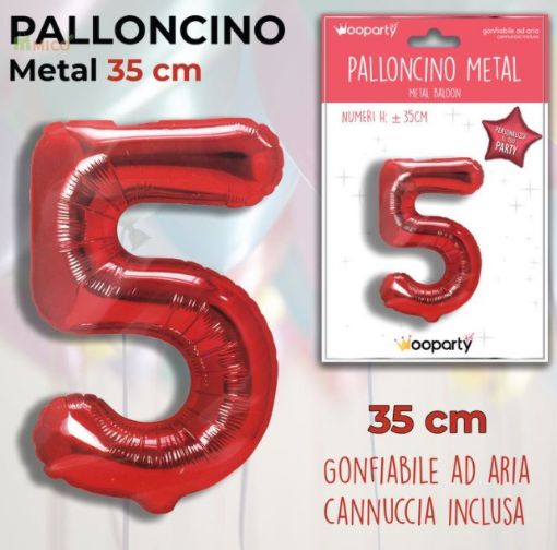Immagine di PALLONCINO ROSSO METAL 35CM N. 5