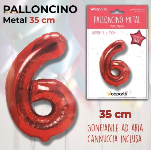 Immagine di PALLONCINO ROSSO METAL 35CM N. 6